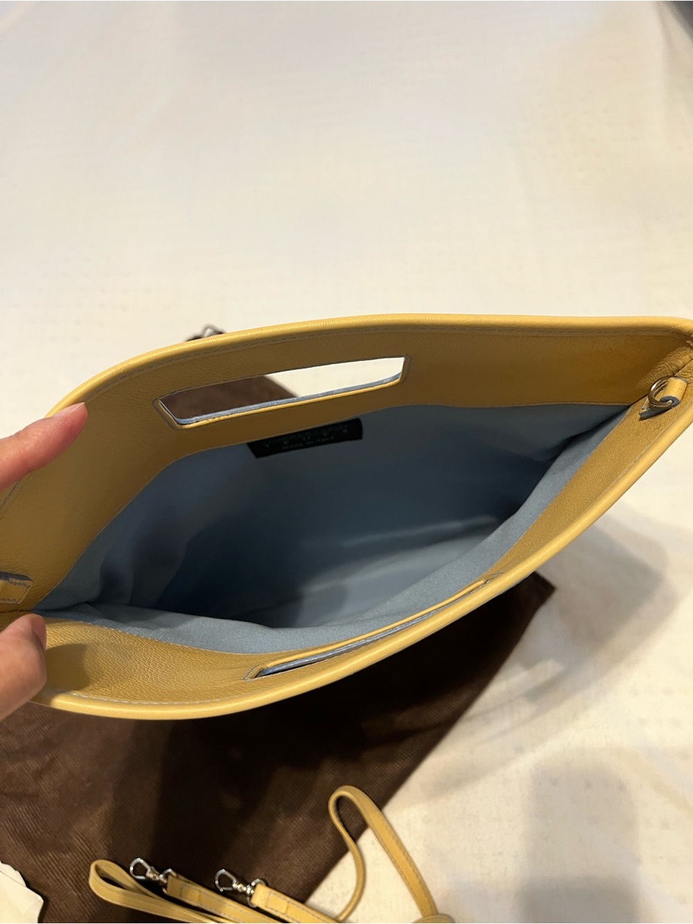 Lamberston Truex Yellow Leather Convertible Crossbody Bag - Picture 7 of 10